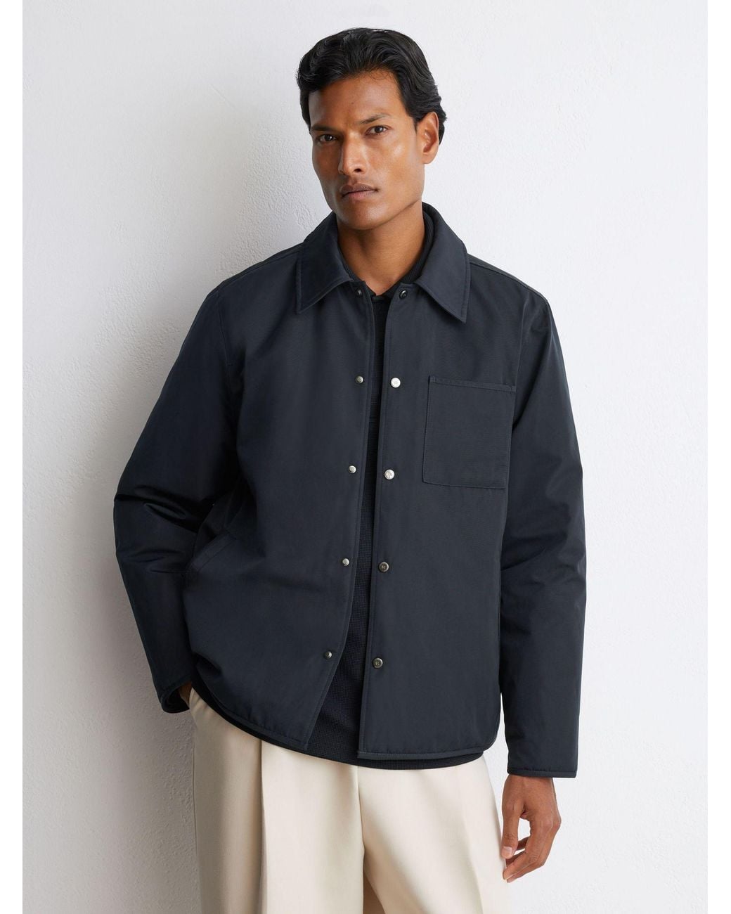 Reiss Blue Raider - Navy Lightly-padded Patch-pocket Overshirt, Xl for men