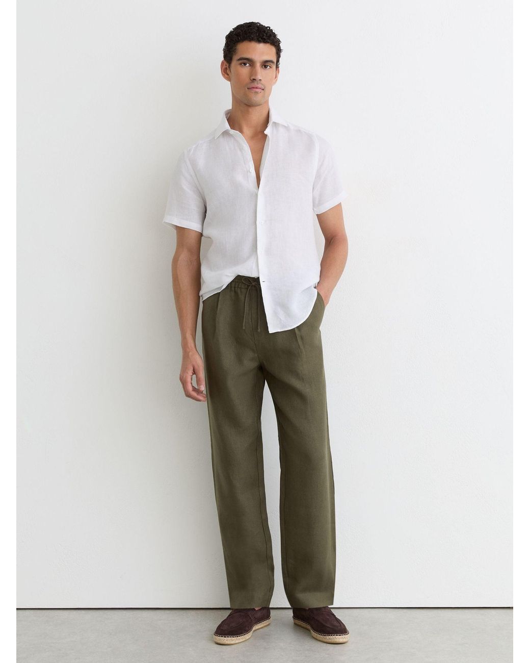 Reiss Natural Slim Fit Linen Shirt, - Resort & Holiday Wear for men