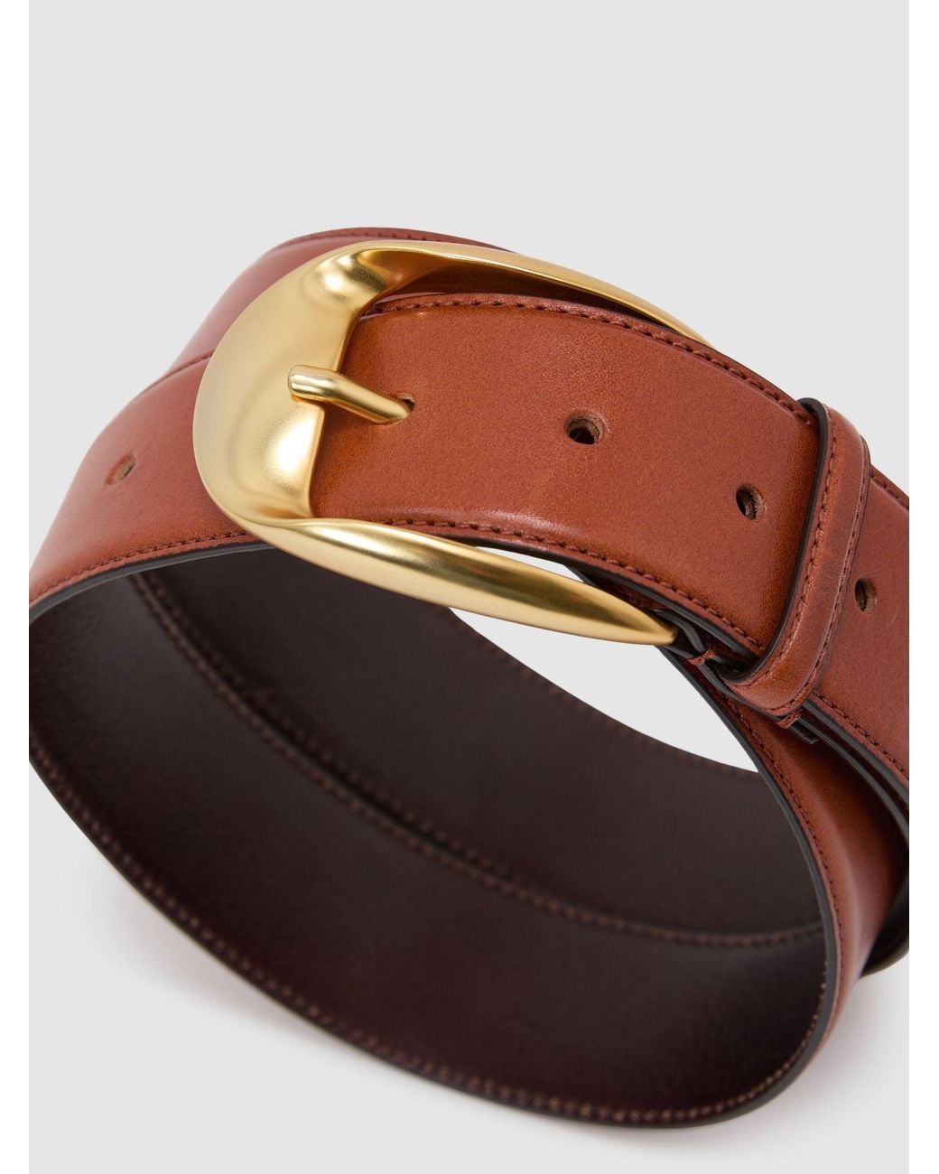 Reiss White Leather Rounded-Buckle Belt