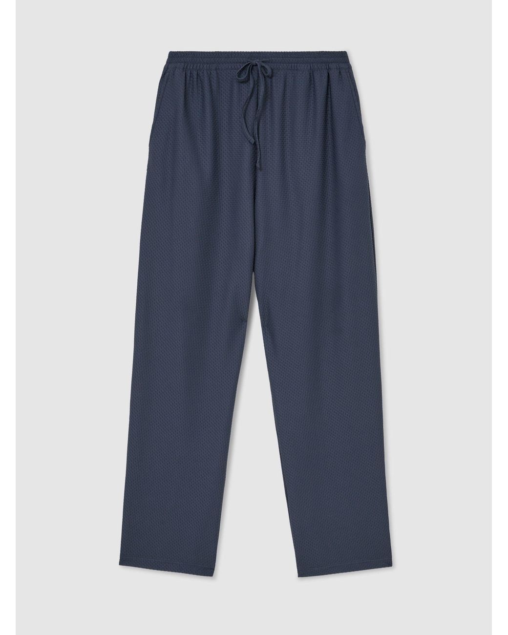 Reiss Blue Textured Drawstring Relaxed-Fit Trousers for men