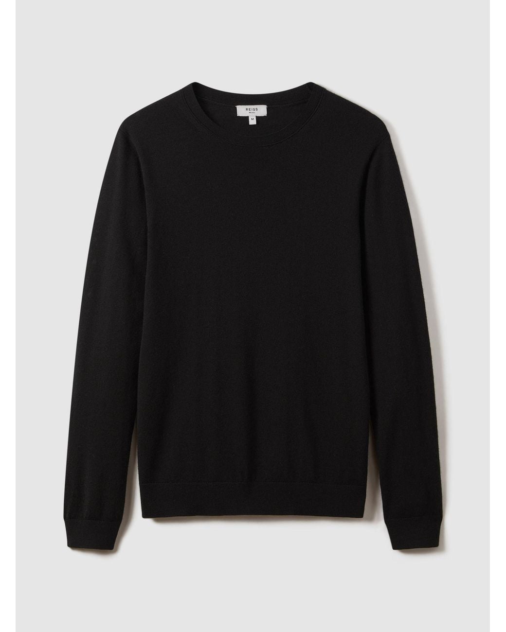 Reiss Wessex - Black Merino Wool Crew Neck Jumper, Xl for men