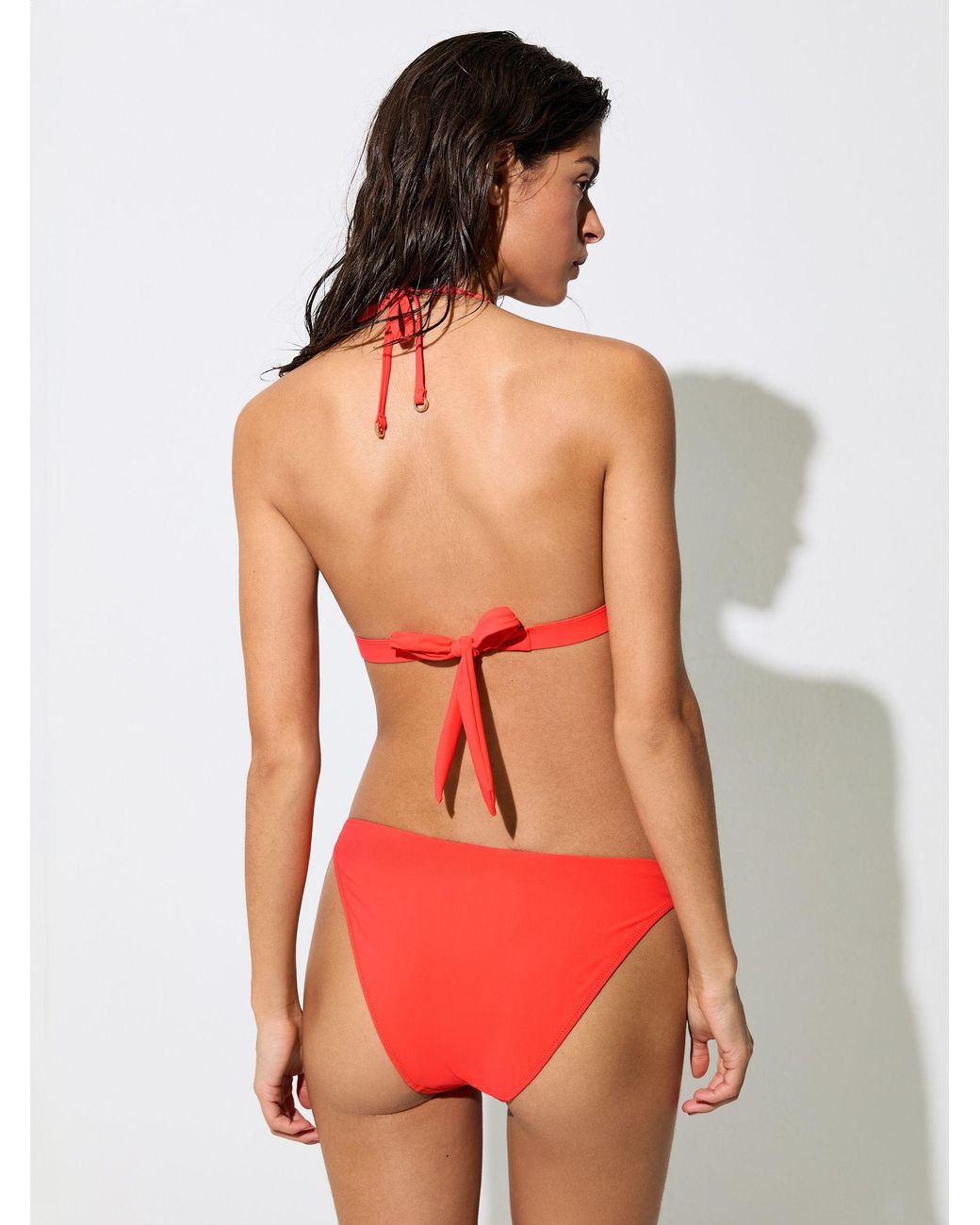 Reiss Red Sandy - Coral Orange Stud-detail Bikini Bottoms, Us 2