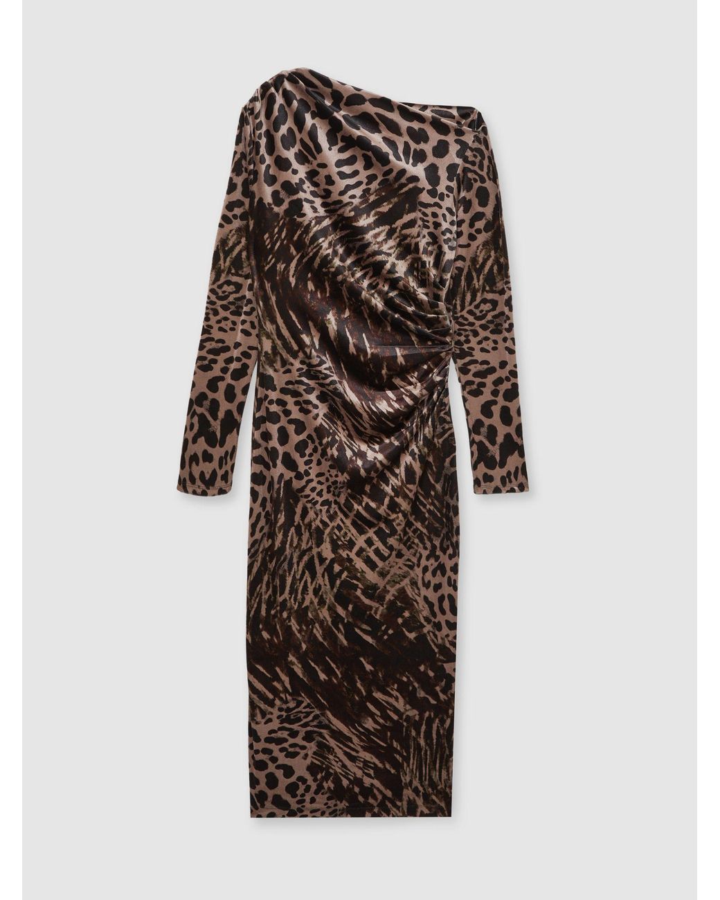 Reiss Multicolor Leopard Print Velvet Midi Dress