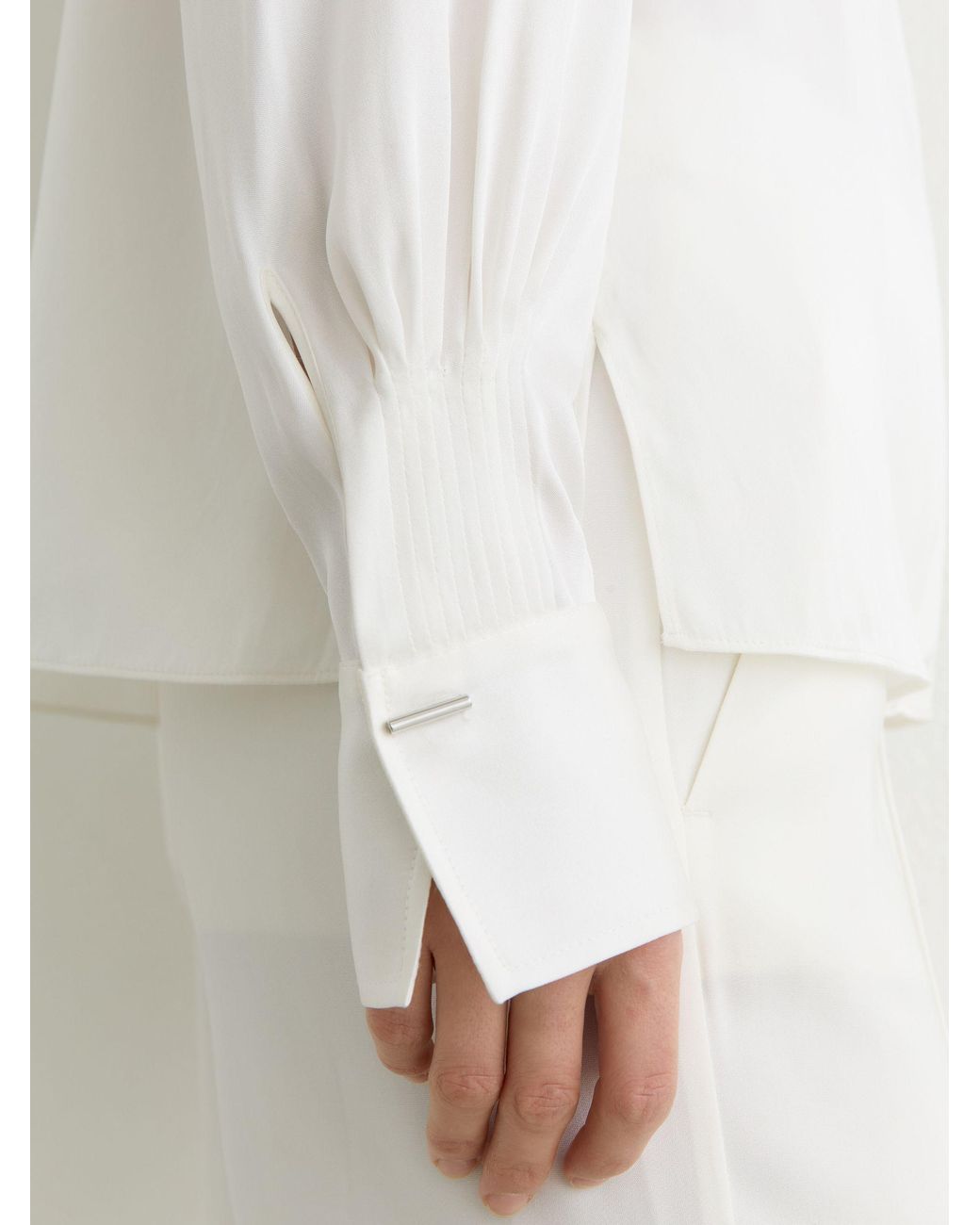 Reiss White Silk-Blend Open-Collar Shirt