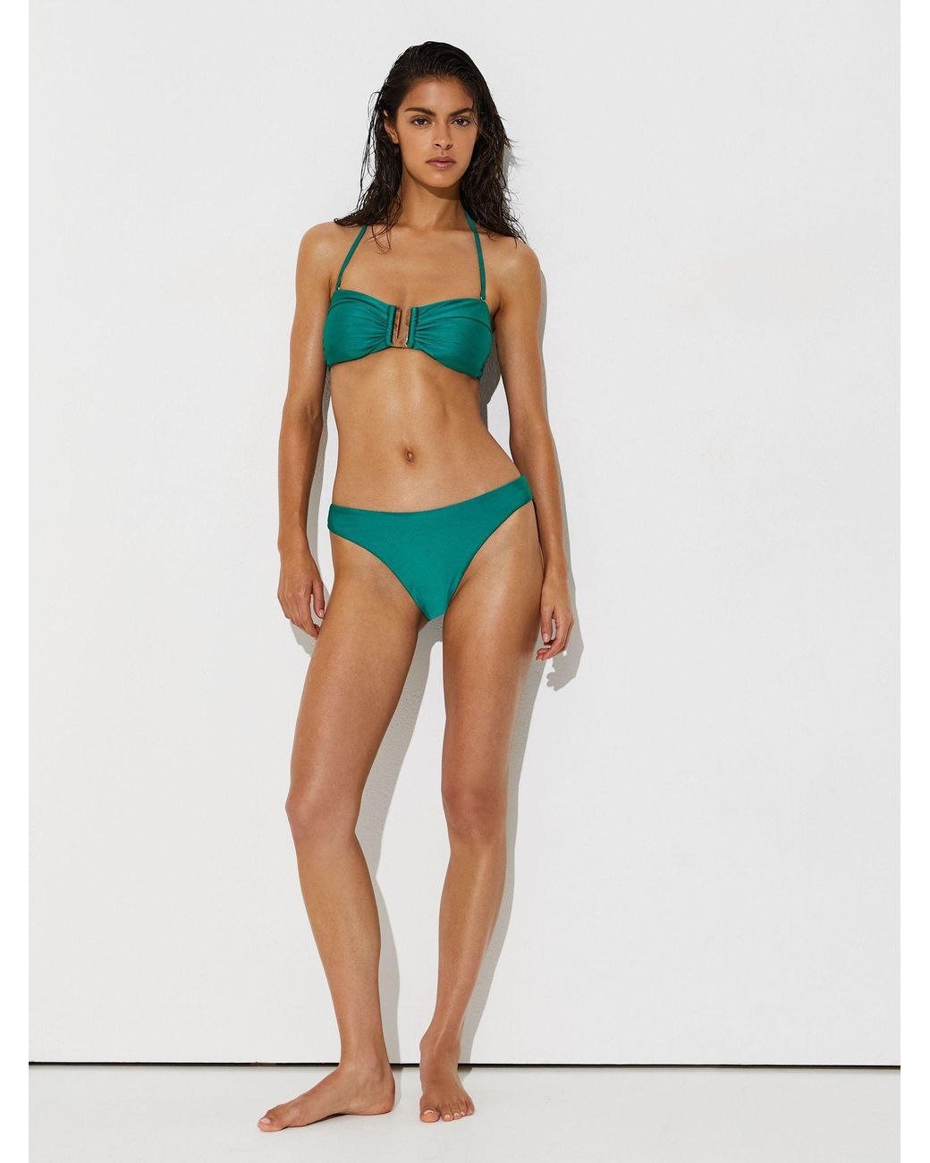 Reiss Green Removable-Strap Bandeau Bikini Top