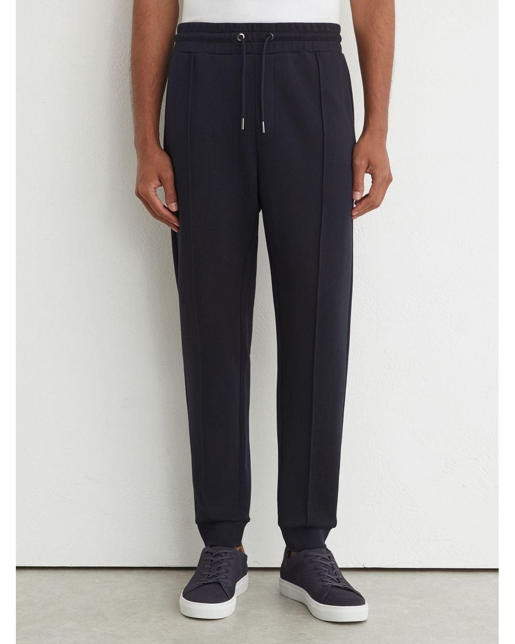 Reiss White Sueded Interlock Jersey Cuffed Joggers for men