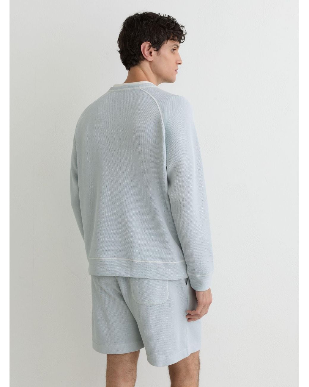 Reiss Drift - Light Blue Cotton-piqué Garment-dyed Sweatshirt, L for men
