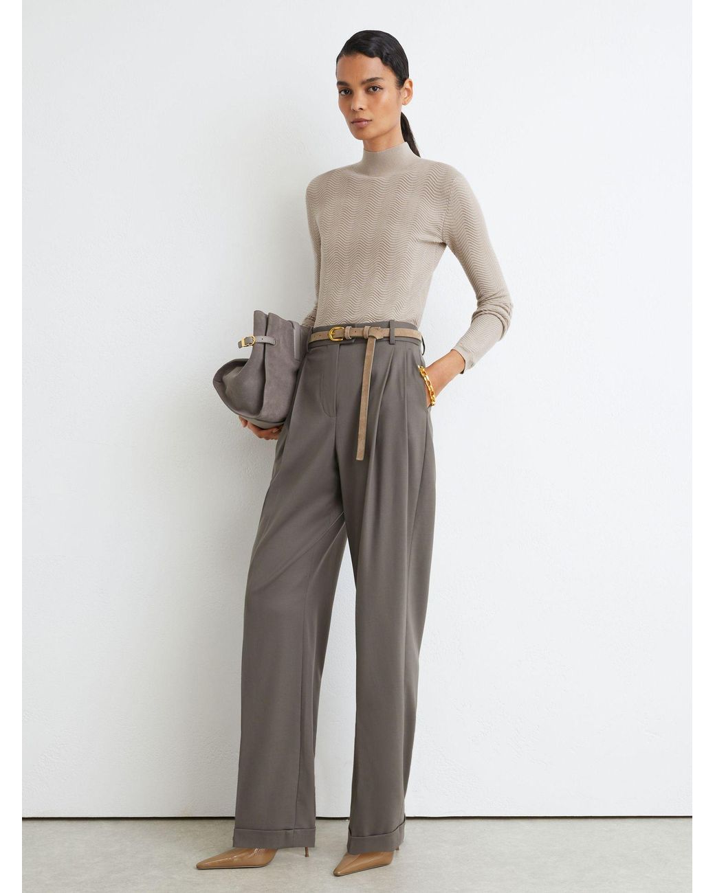 Reiss Multicolor Wool-Blend Textured-Knit Top
