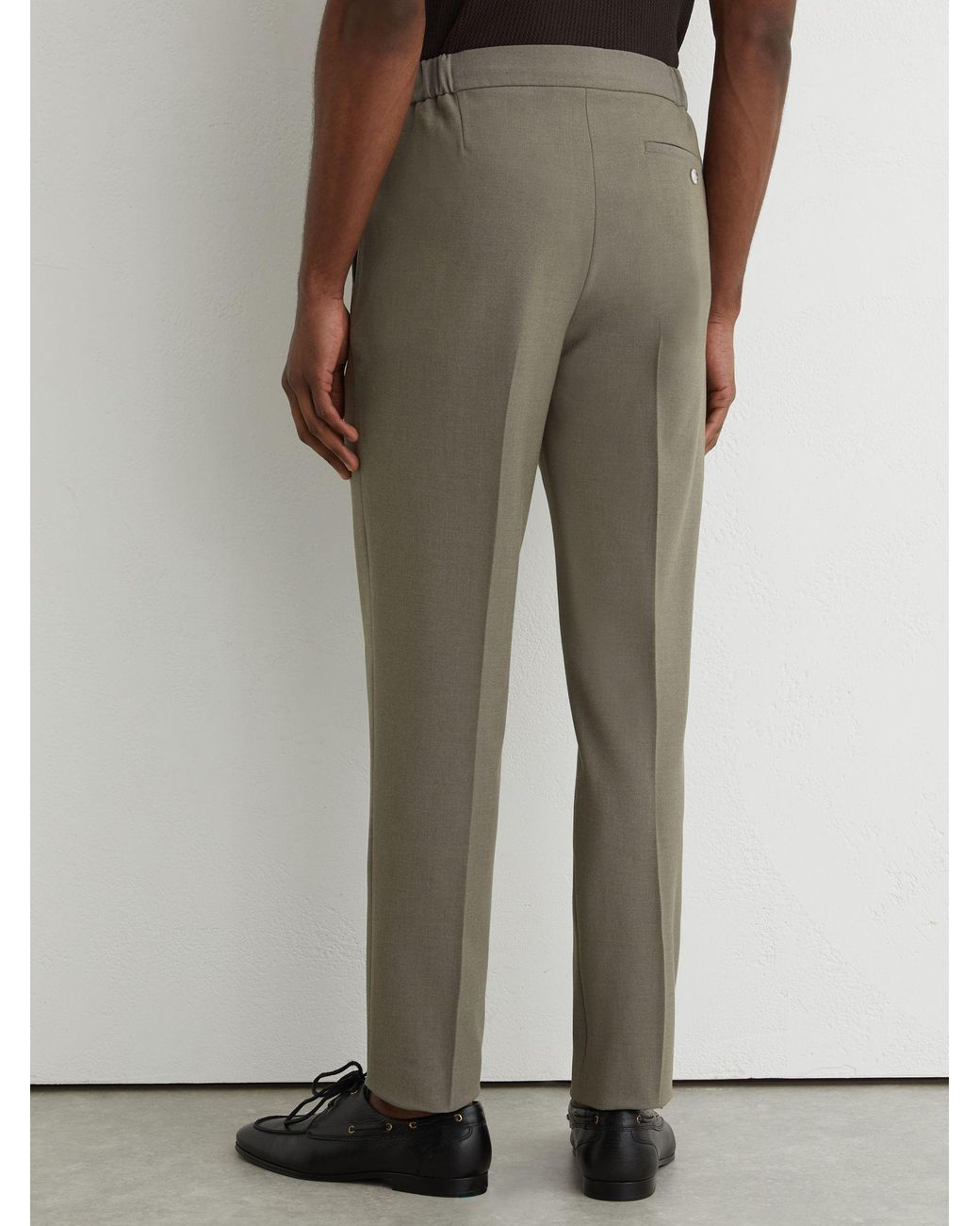 Reiss Multicolor Found - Dark Sage Green Slim Fit Stretch Drawstring Trousers, 28 for men