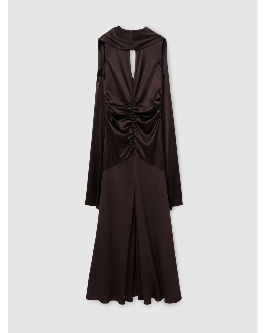 Reiss Multicolor Cape-Detail Satin-Mix Ruched Maxi Dress