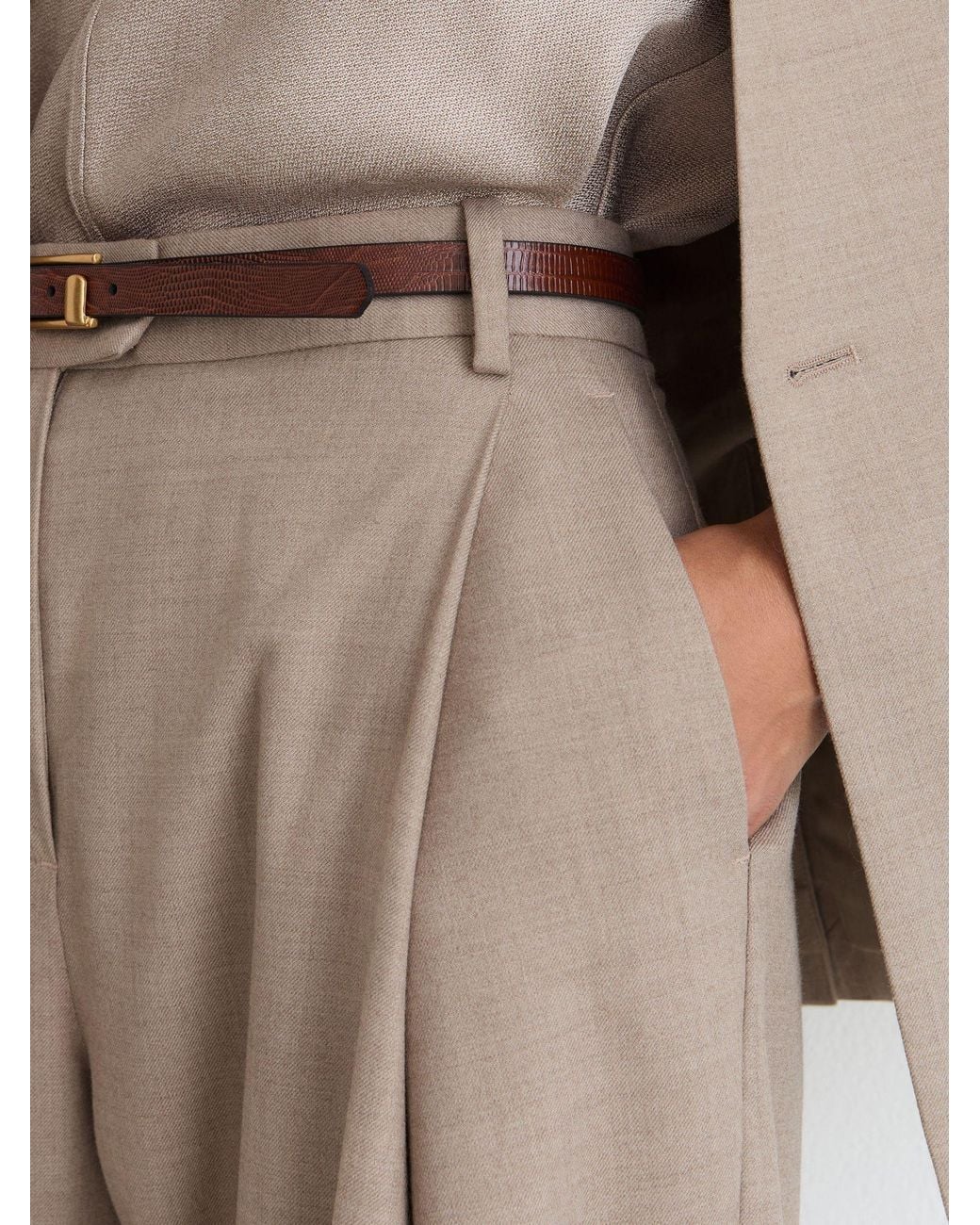 Reiss Natural Wool-Blend Barrel-Leg Suit Trousers