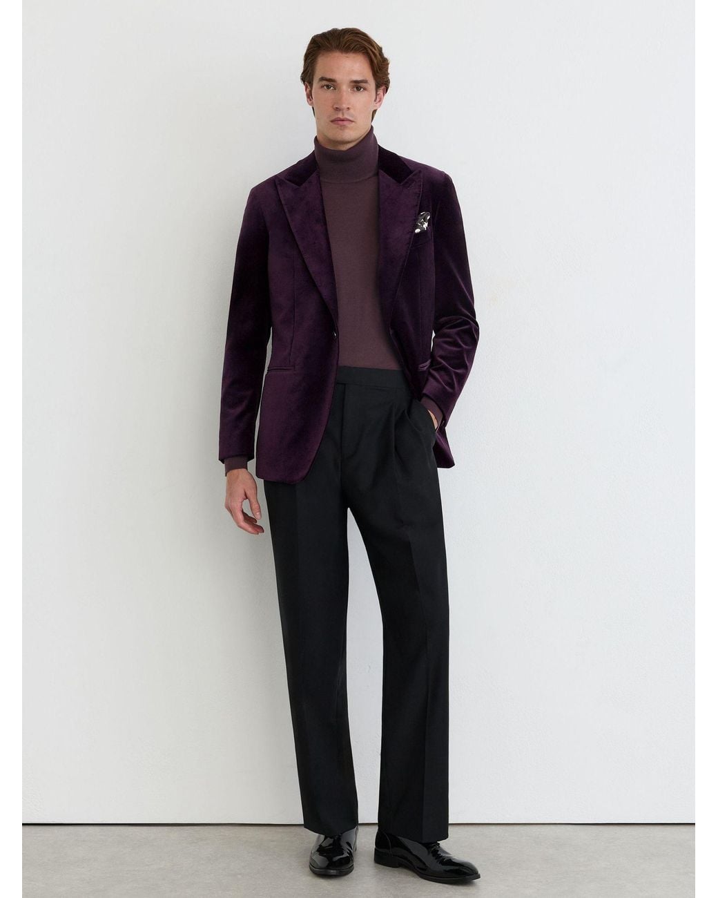 Reiss Blue Apsara - Purple Velvet Single-breasted Classic-fit Blazer, Us 42 for men
