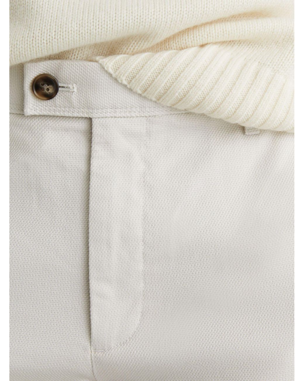 Reiss White Cotton Piqué Chino Trousers for men
