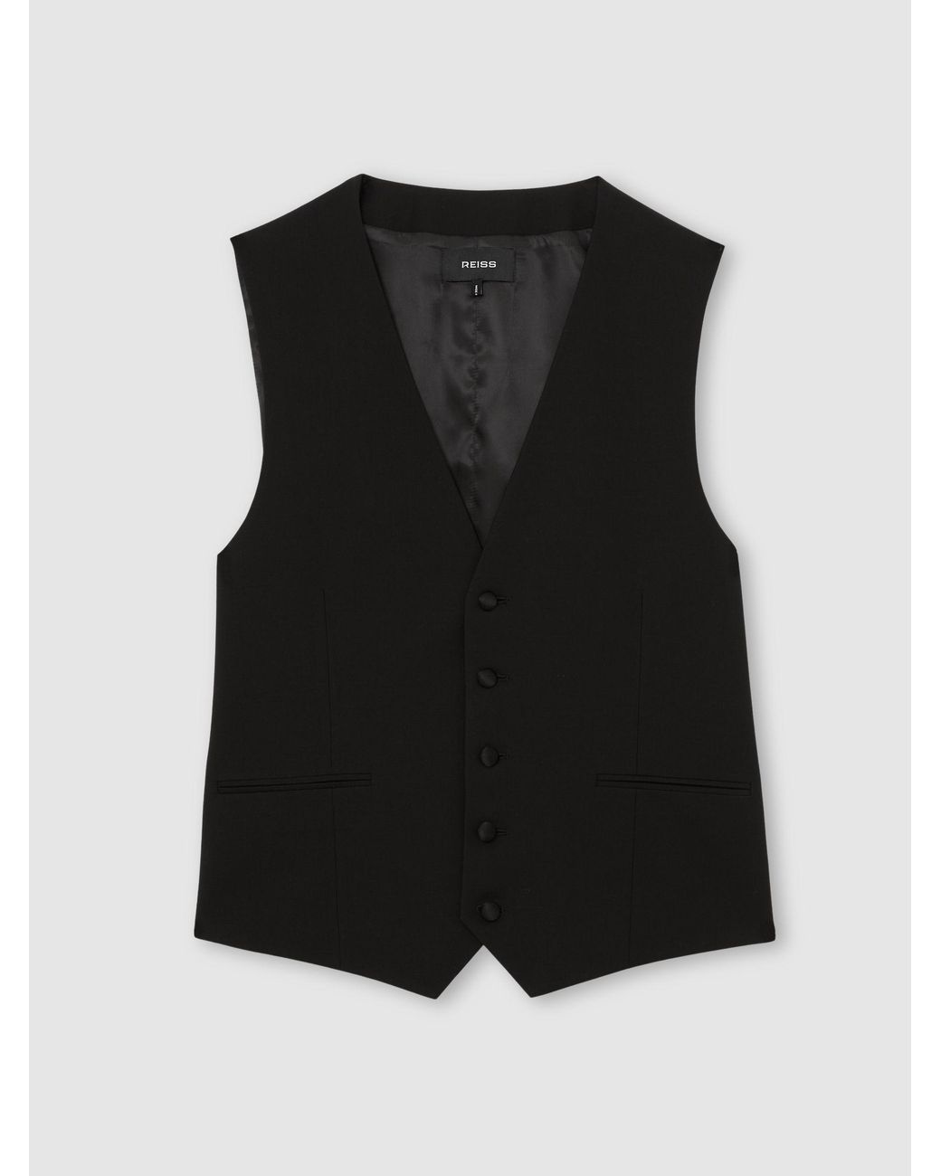 Reiss Black Poker Wool-Blend Tailored-Fit Waistcoat for men