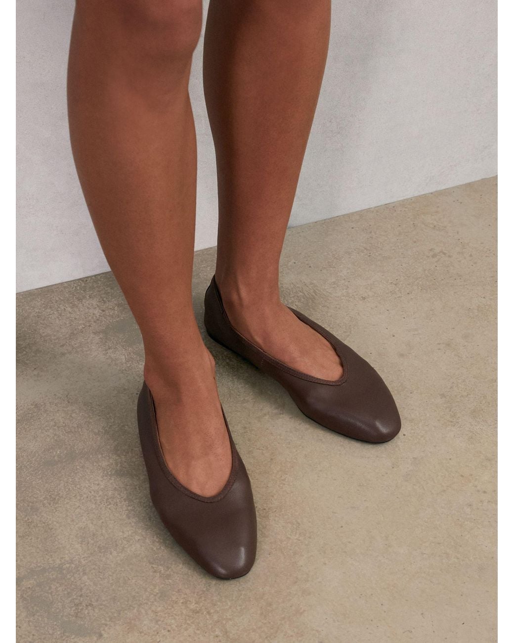Reiss White Nappa Leather Ballet Flats