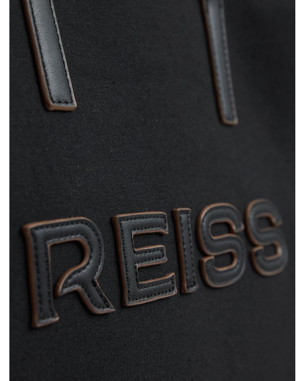 Reiss Black Canvas Logo Tote Bag