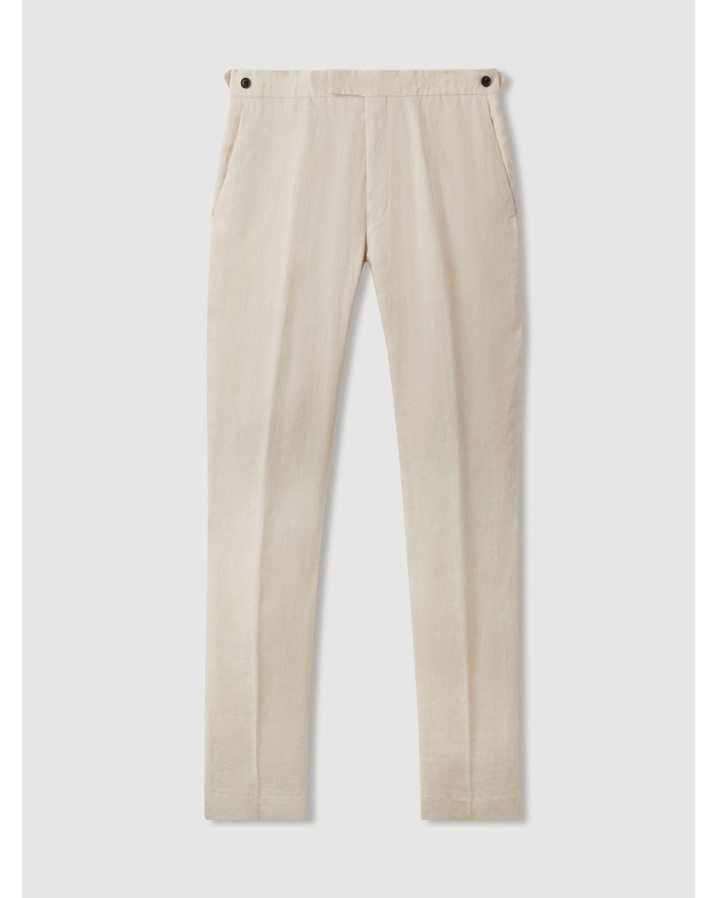 Reiss Natural Tailored Fit Linen Trousers for men