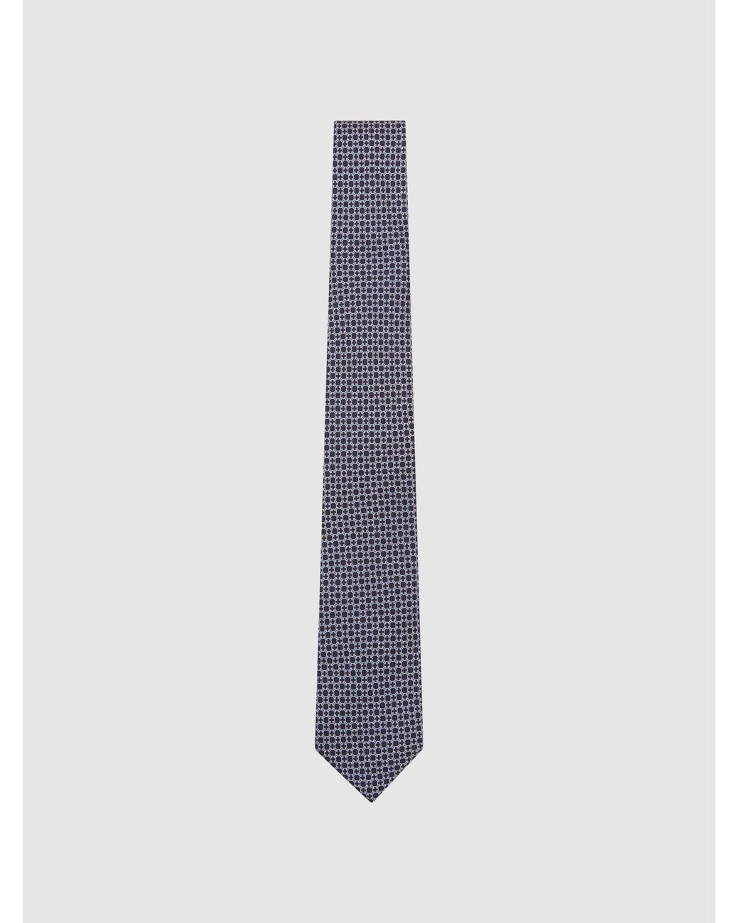 Reiss Blue Catena - Navy Silk Geometric Chain-print Tie, One for men