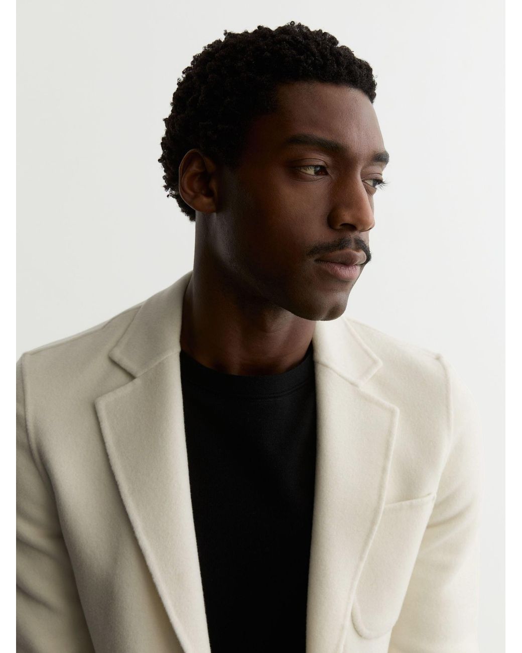 Reiss White Wool-Blend Single-Breasted Blazer Tailored-Fit for men
