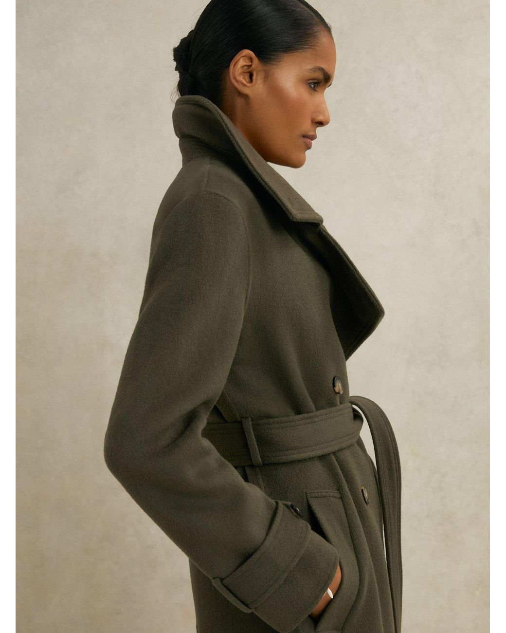 Reiss Natural Atelier Wool Belted Blindseam Coat