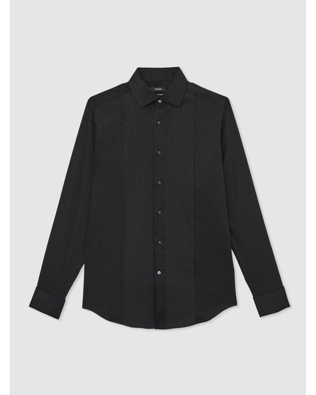 Reiss Black D Cuff Slim Fit Cotton Double-Cuff Dinner Shirt Regular-Fit for men