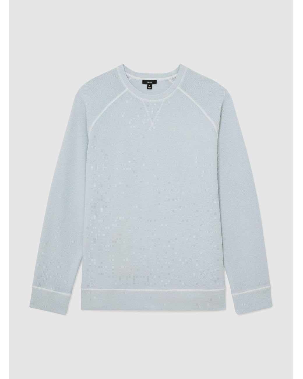 Reiss Drift - Light Blue Cotton-piqué Garment-dyed Sweatshirt, L for men