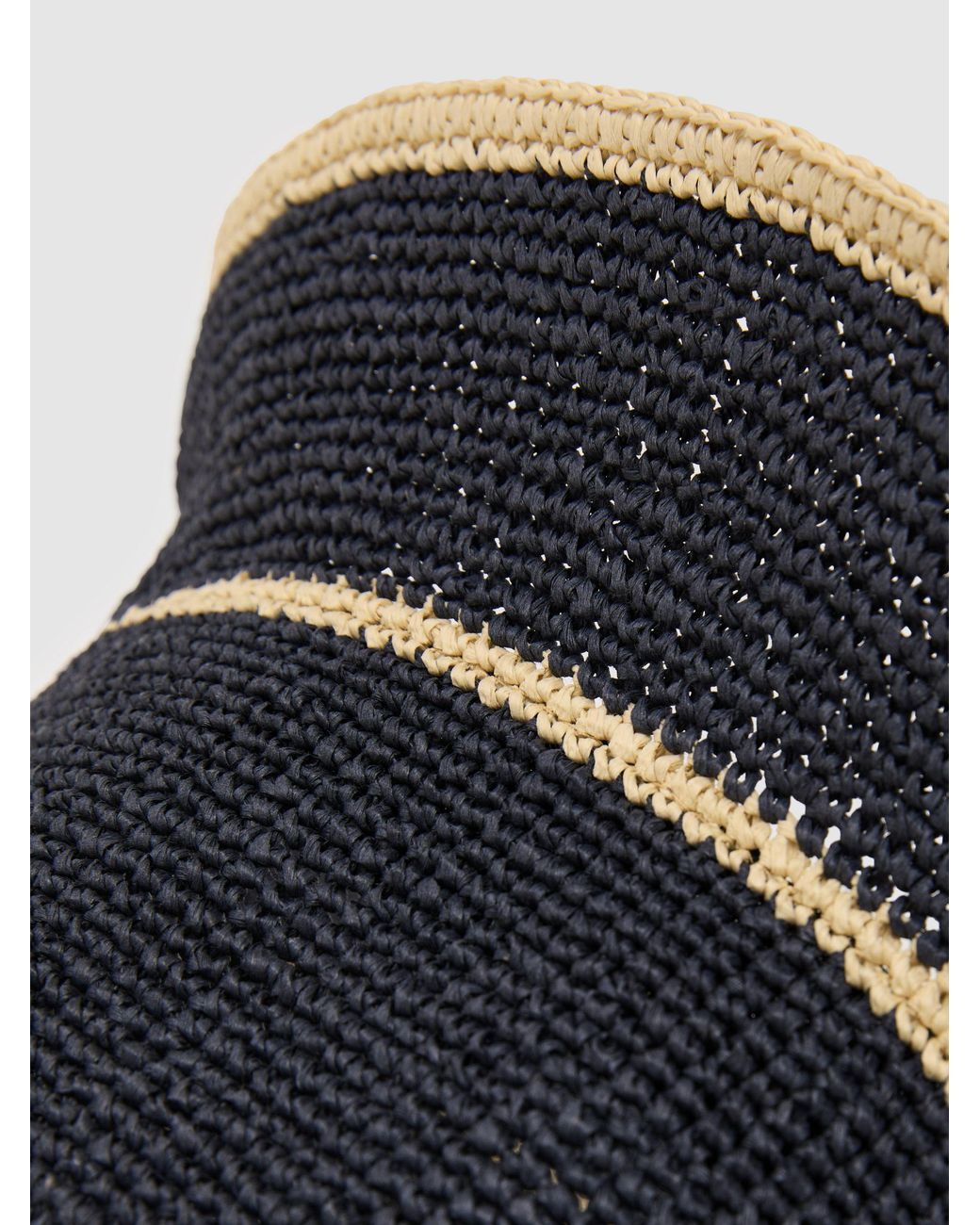 Reiss Black Tipped Straw Effect Hat, S & M