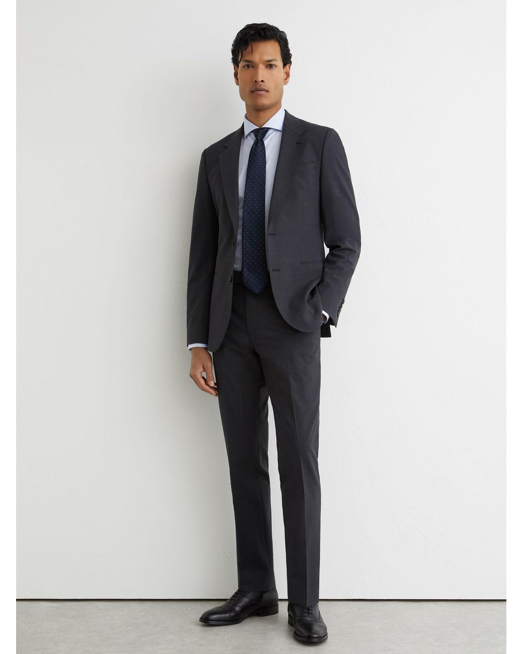 Reiss White Slim - Soft Blue Storm Slim Fit Cotton-twill Two-fold Shirt, 14.5 for men
