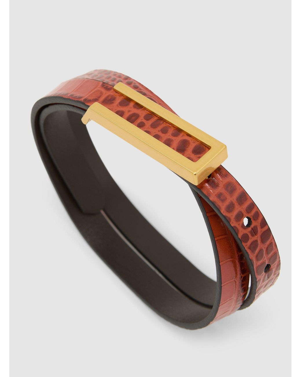 Reiss Orange Leather Crocodile-Effect Belt