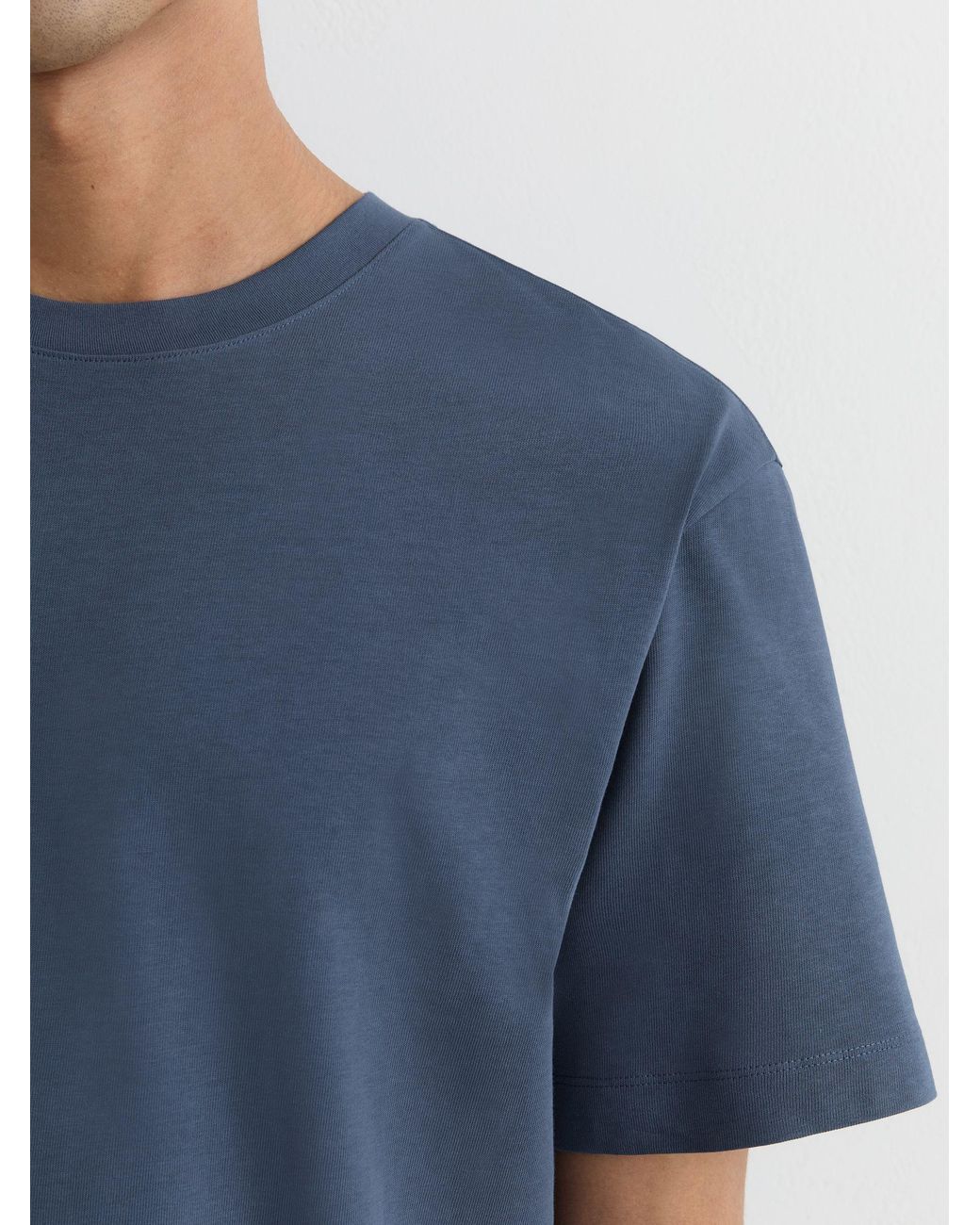 Reiss Blue Tate Cotton Garment-Dyed Relaxed-Fit T-Shirt for men