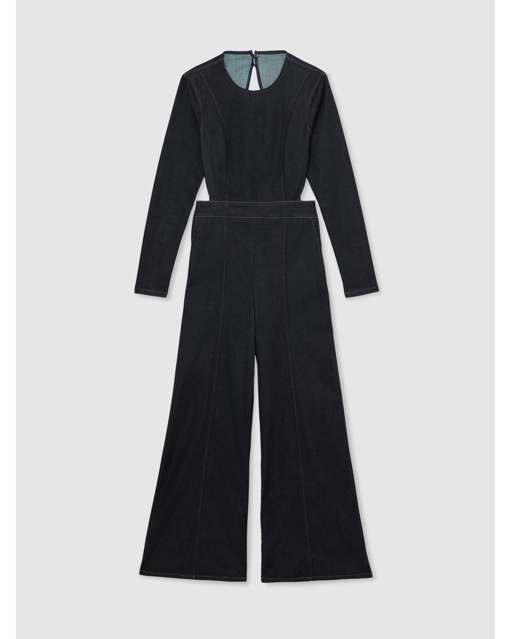 Reiss Multicolor Wide-Leg Open-Back Denim Jumpsuit