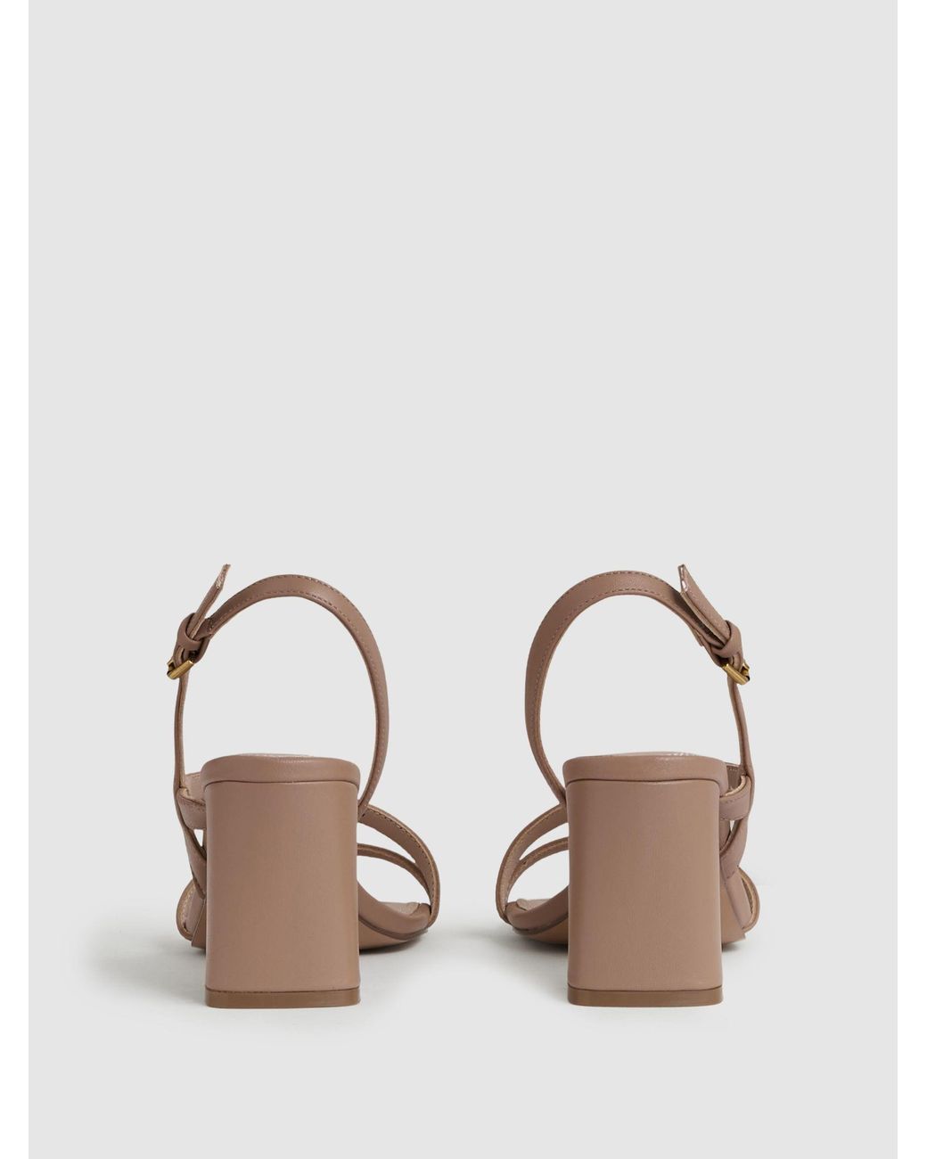 Reiss Natural Alice - Nude Strappy Leather Heeled Sandals, Us 5 (uk 3)