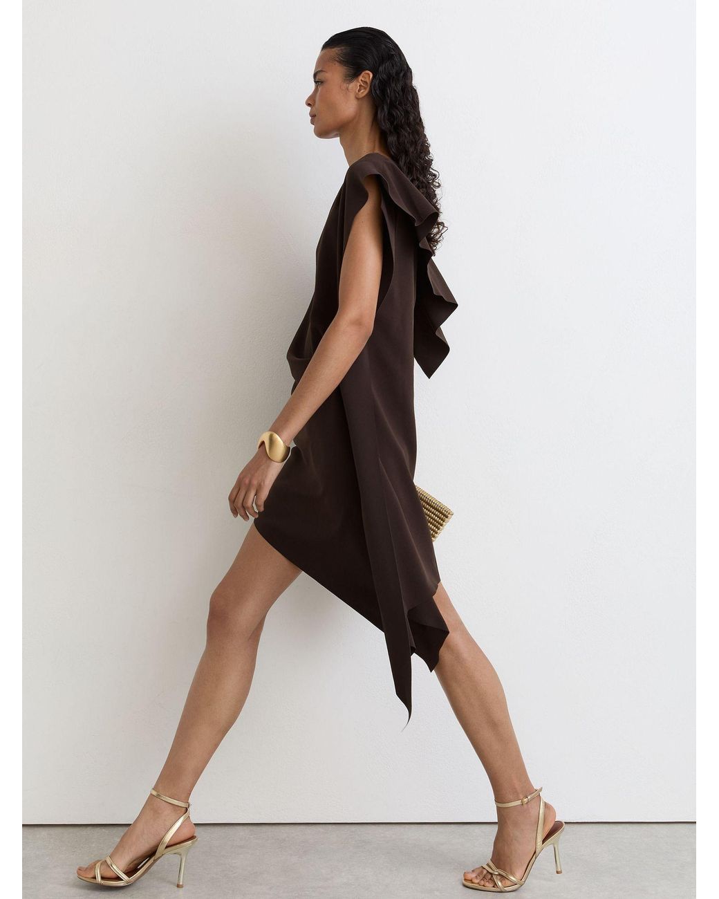 Reiss Multicolor Asymmetric Drape Mini Dress