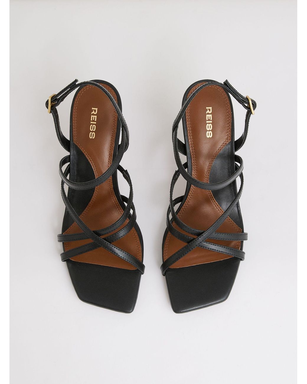 Reiss Metallic Leather Strappy Stiletto Sandals
