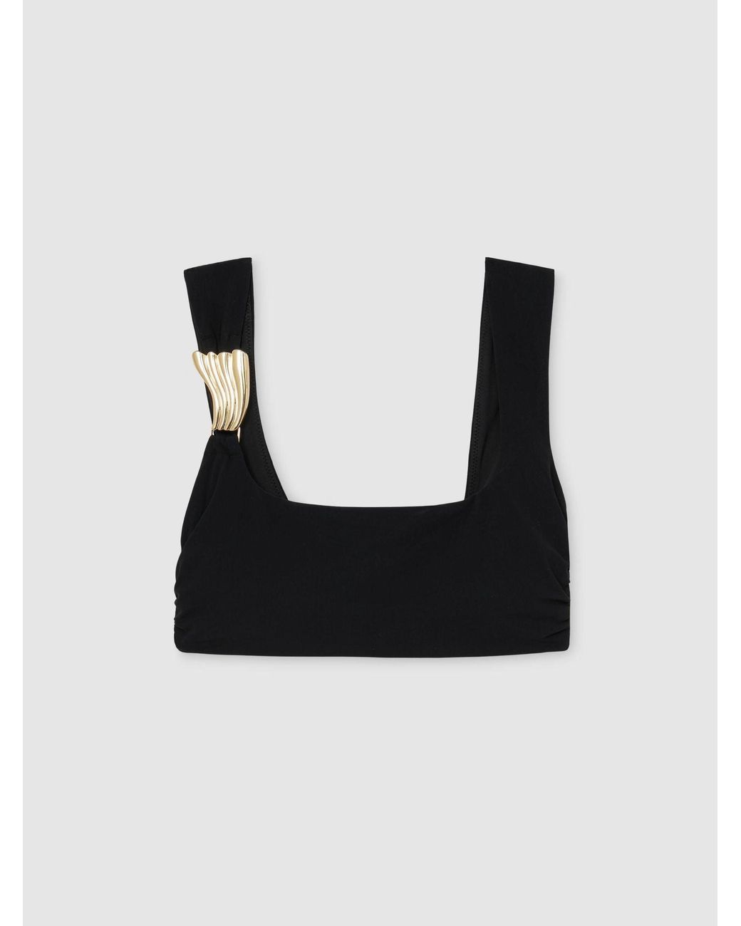 Reiss Black Hardware-Detail Square-Neck Bikini Top