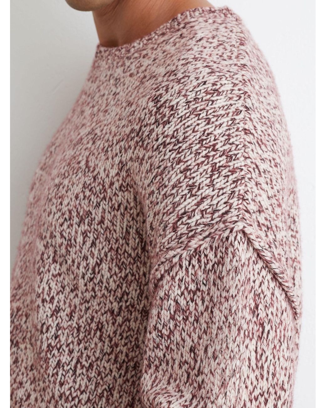 Reiss Pink Wool-Blend Speckled-Knit Crew-Neck Jumper for men