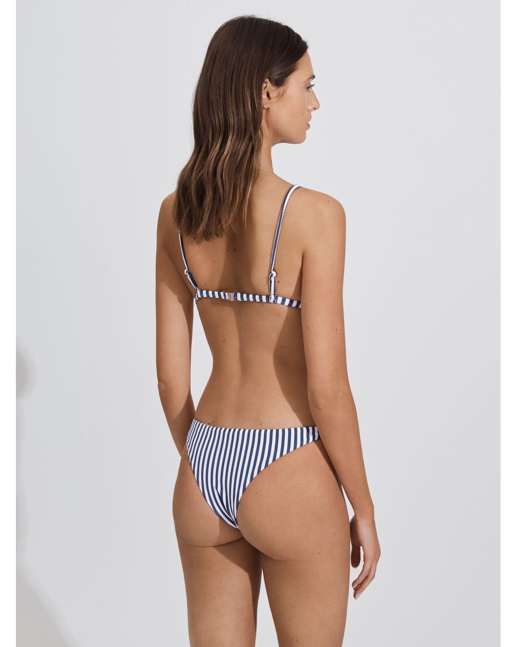 FELLA SWIM Blue Fella Striped Triangle Bikini Top