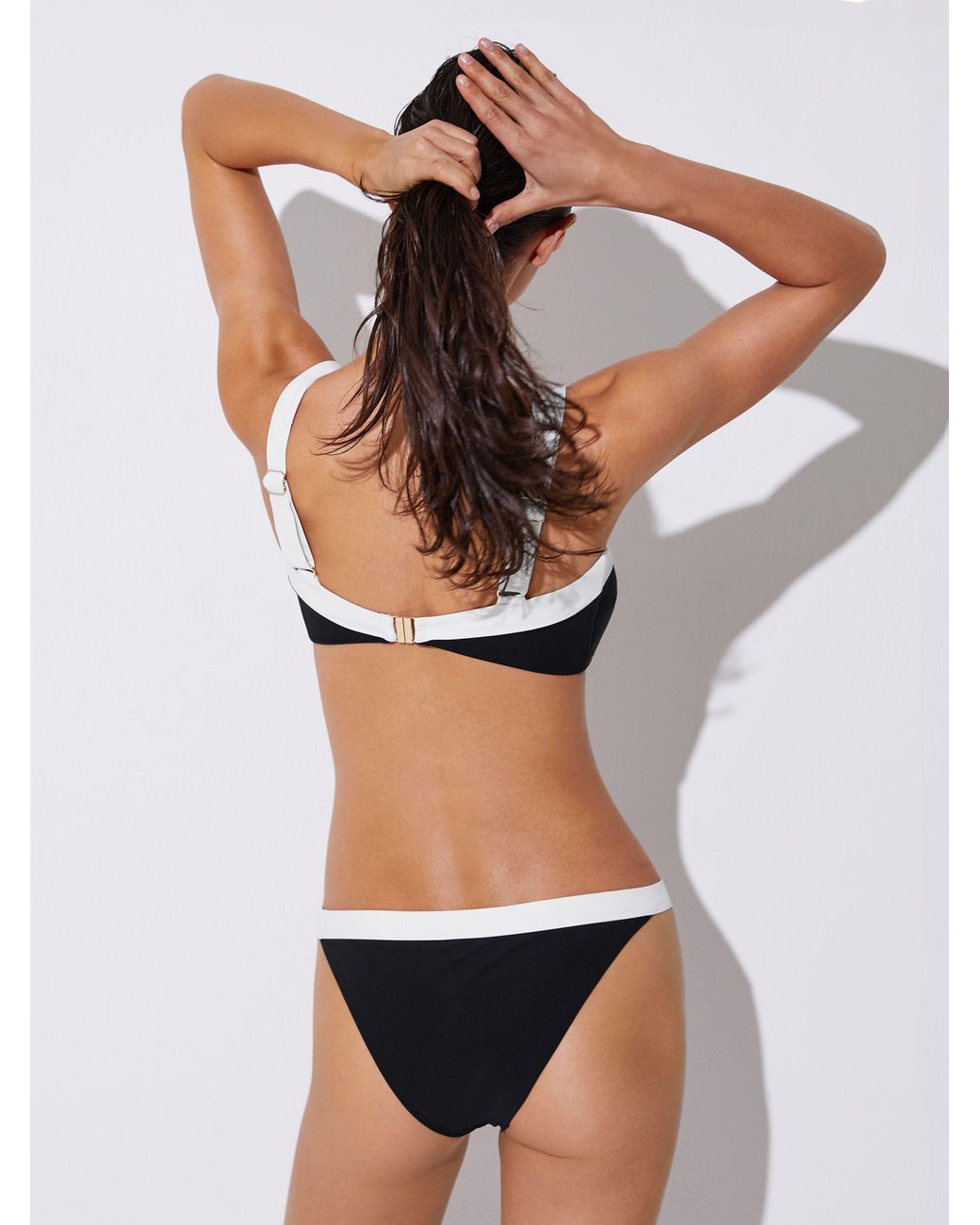 Reiss Multicolor Abby - Black/ivory Colour-block Bikini Top, Us 0