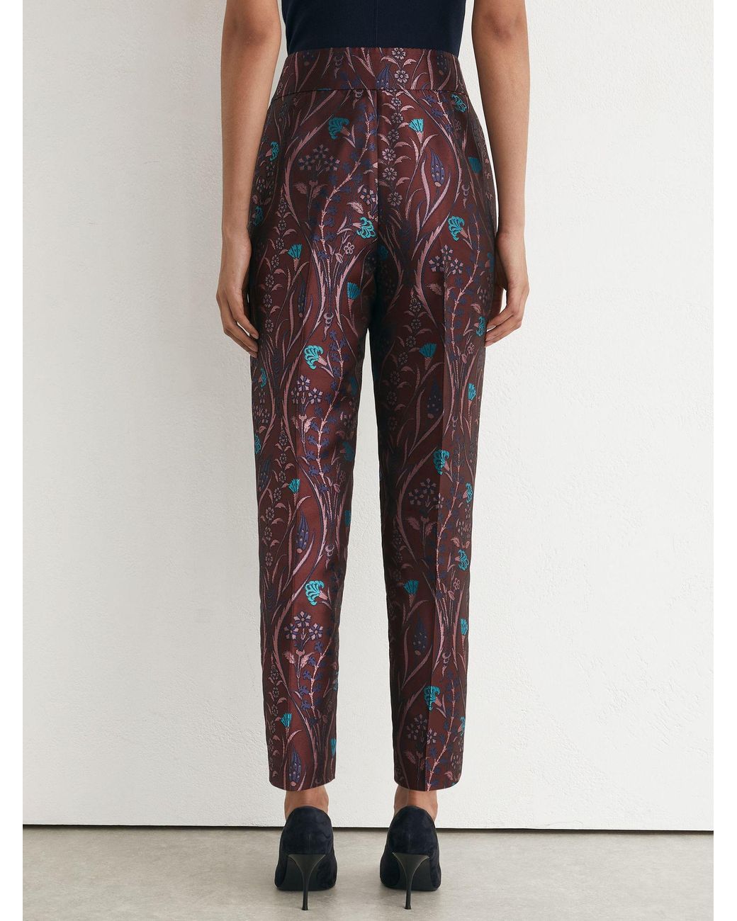 Reiss Purple Jacquard Tapered Trousers
