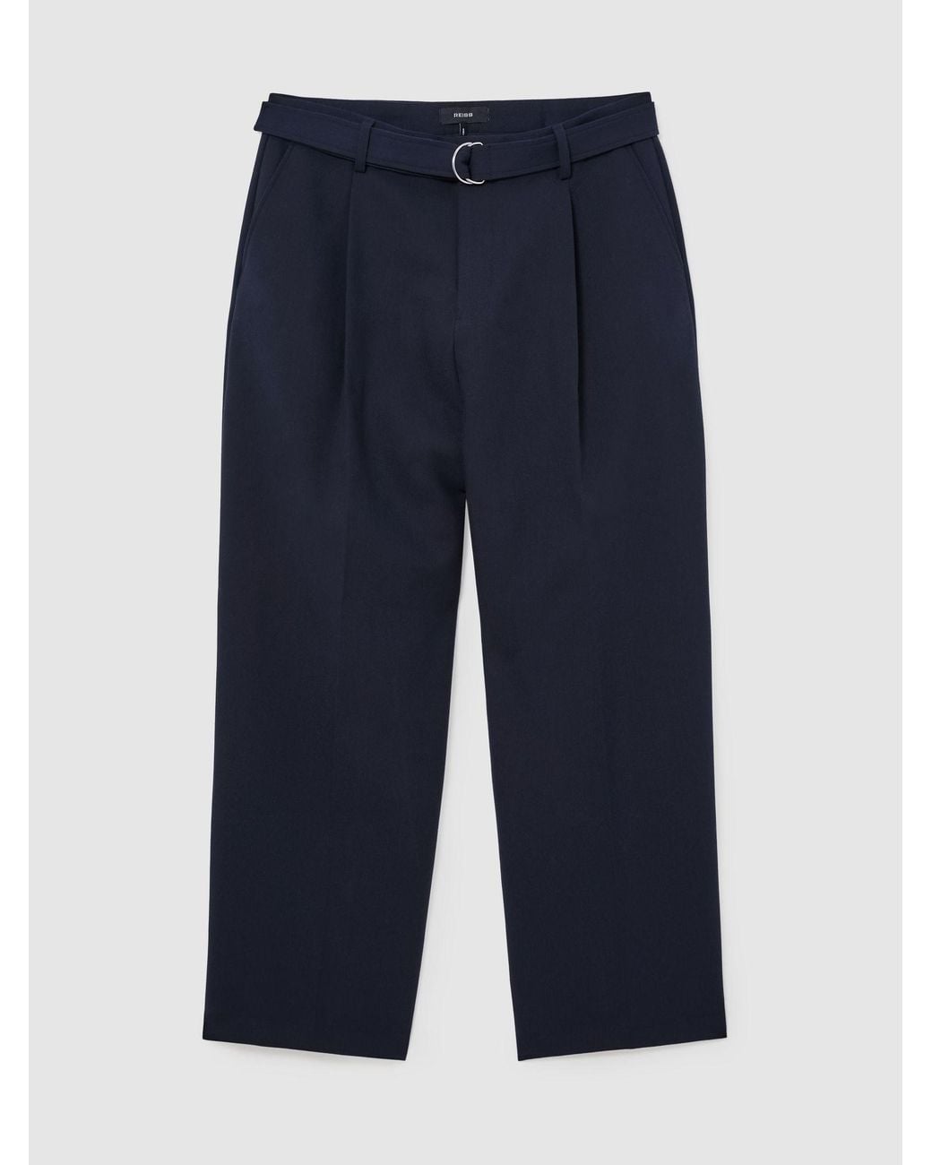 Reiss Blue Relaxed-Fit Belted Trousers for men