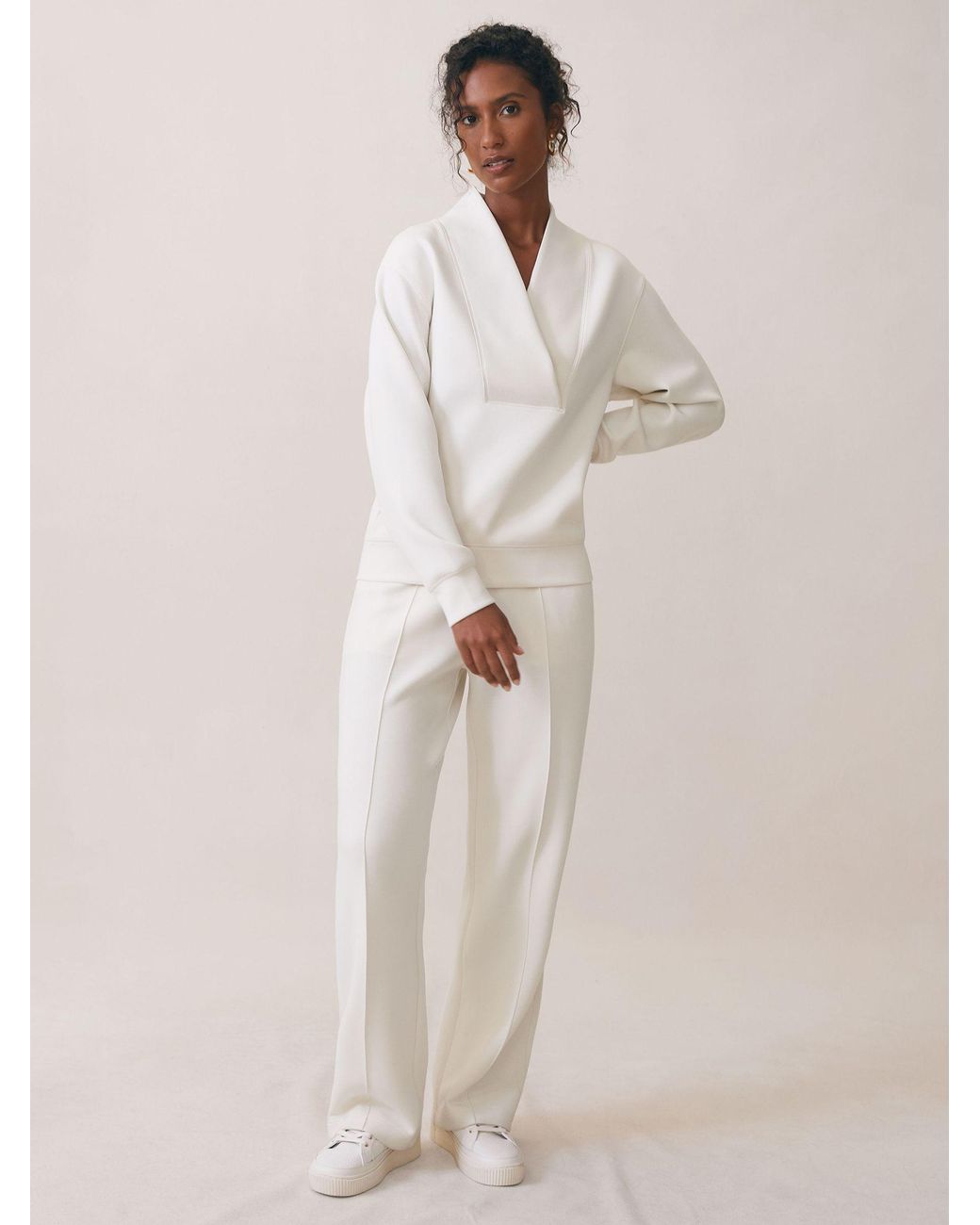 Reiss Natural Premium Interlock Shawl-Neck Sweatshirt With