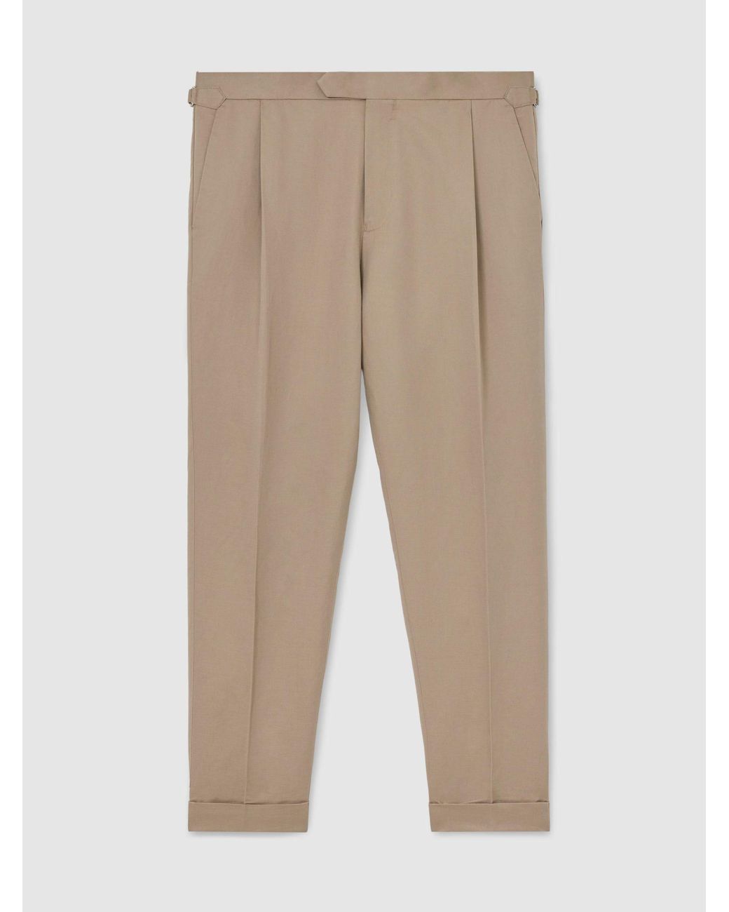 Reiss Natural Linen-Blend Side-Adjuster Tapered Trousers for men