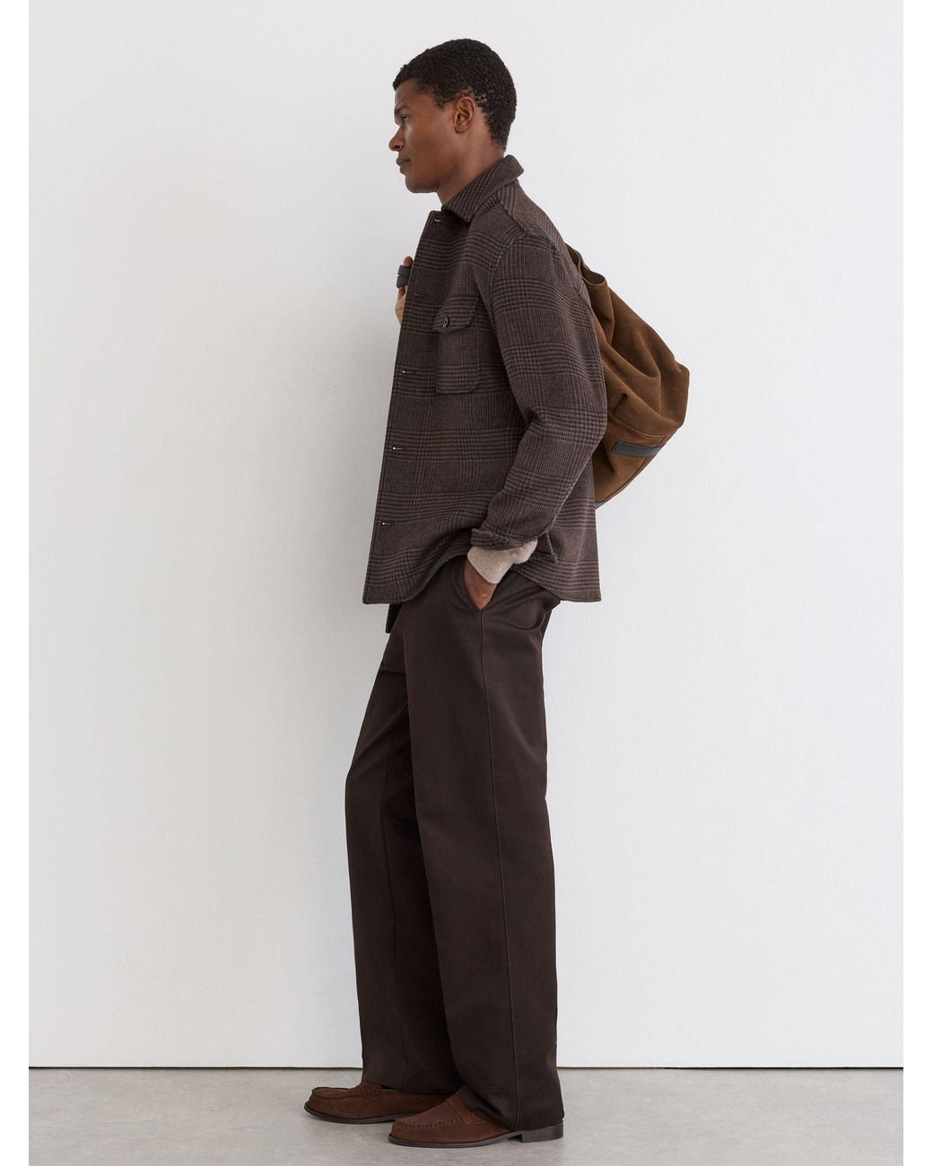 Reiss Brown Liam Wool-Blend Twin-Pocket Overshirt for men