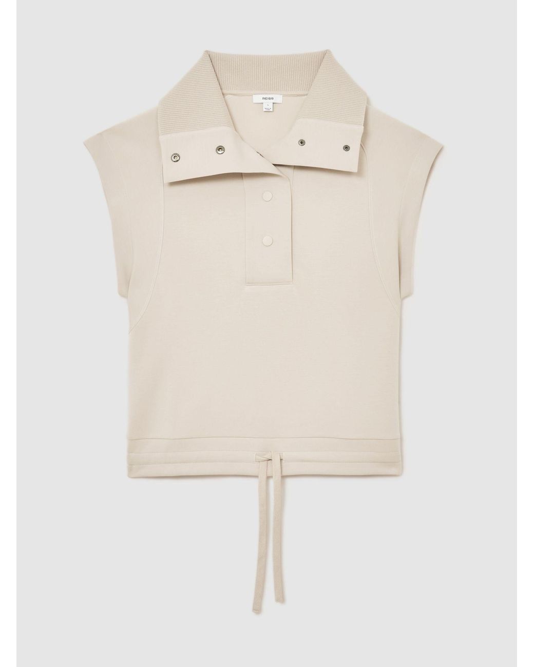 Reiss Natural Premium Interlock Sleeveless Collared Top