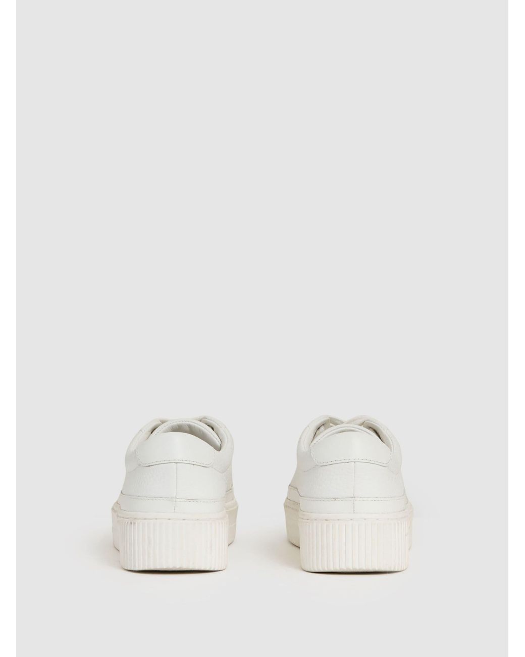 Reiss White Grained Leather Platform Trainers