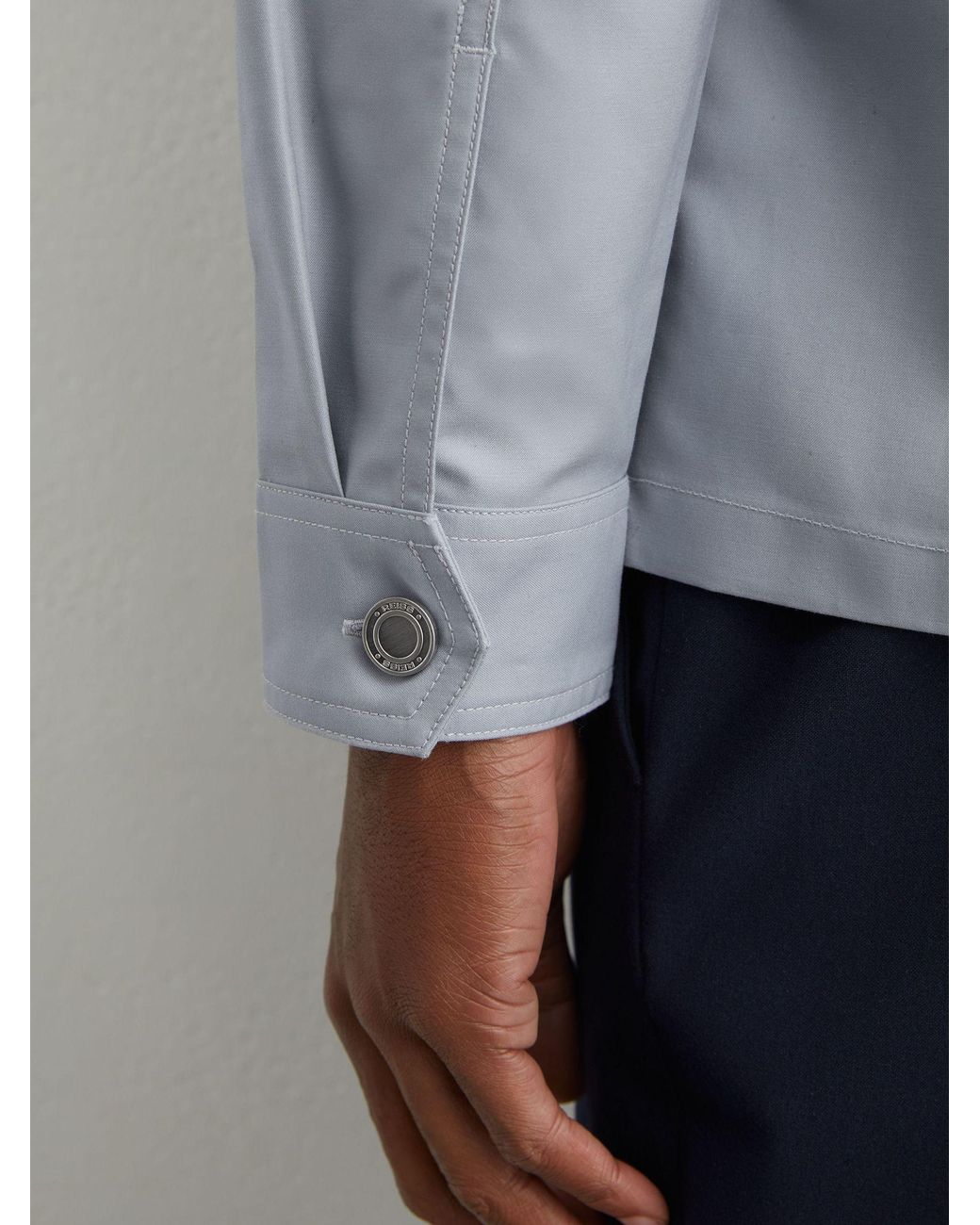 Reiss Blue Cotton-Twill Four-Pocket Overshirt for men