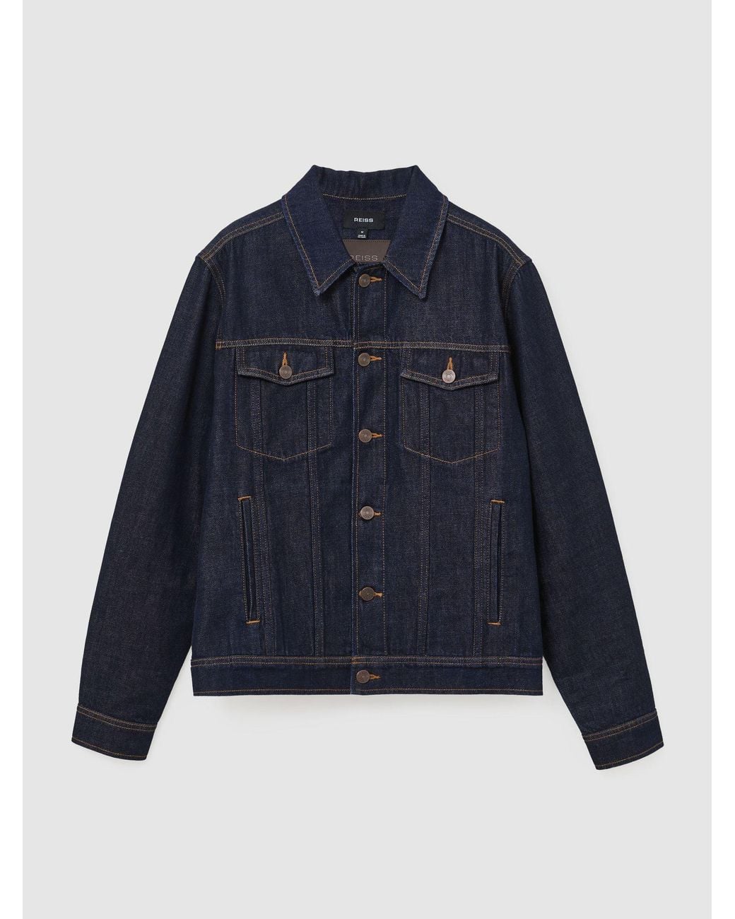 Reiss Blue Acre - Dark Indigo Denim Trucker Jacket, Xs for men