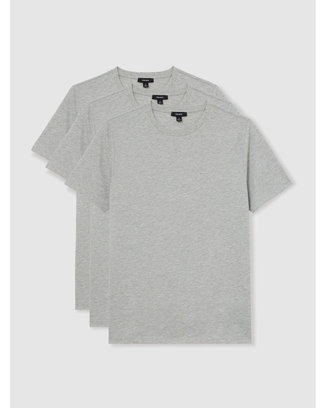 Reiss Gray 3 - Grey Melange Bless 3 Pack Cotton Crew-neck Tailored-fit T-shirts 3-pack, Xl for men