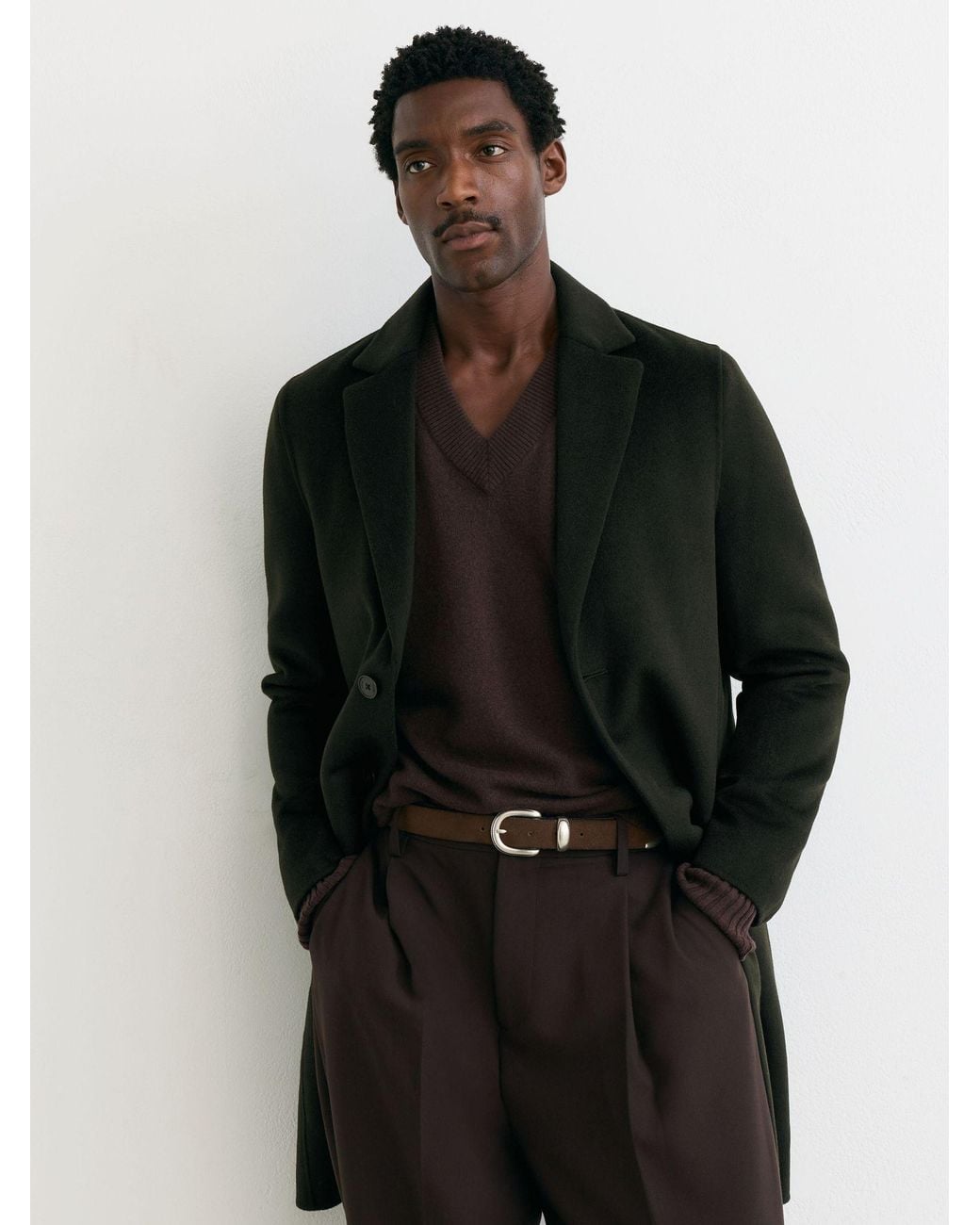 Reiss Black Knight - Green Wool-blend Single-breasted Epsom Coat, Xxl for men