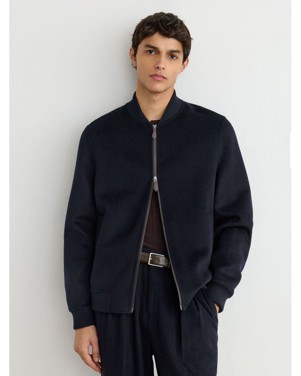 Reiss Blue Canonbury - Navy Wool-blend Zip-through Bomber Jacket, Xs for men